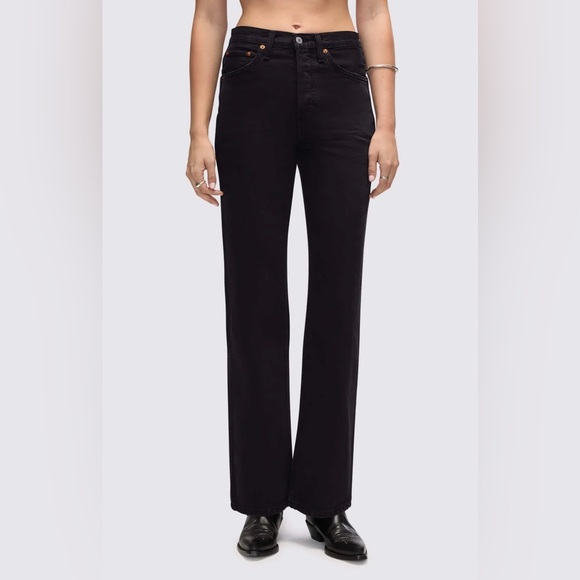 Re/Done Women’s Size 29 Washed Black High Rise Loose Button Fly Jean - Picture 3 of 15